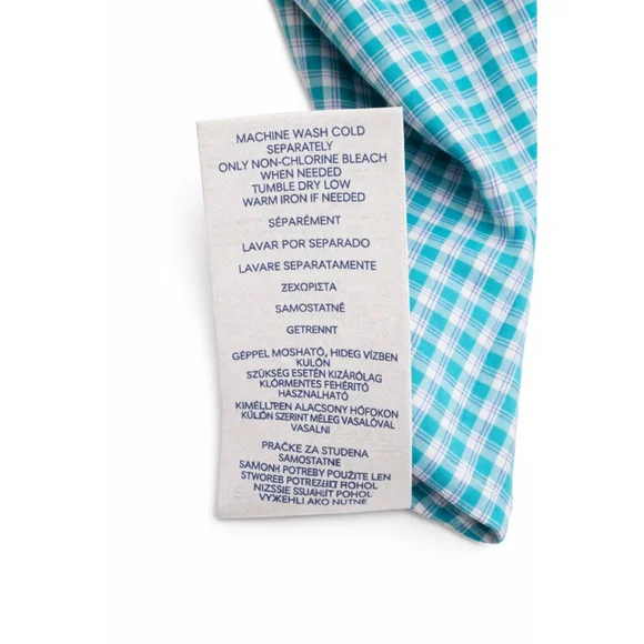 Chaps Men’s XXL Short Sleeve Button Down Shirt Blue Green Check Cotton Blend 2XL - Picture 6 of 6